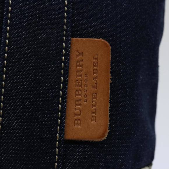 BURBERRY Nova Check Blue Label Hand Bag Denim Navy Beige Auth bs13210 - Picture 14 of 16